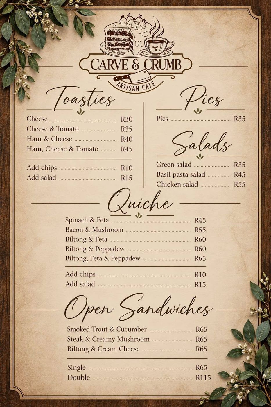 Food menu