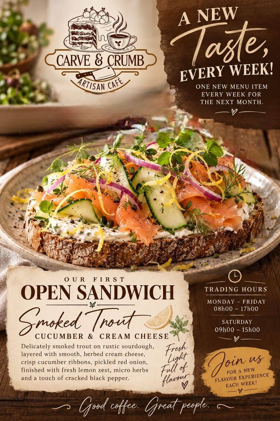 Smoked trout open sandwich